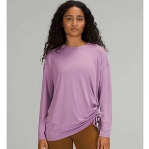 Lululemon Side Cinch Long Sleeve Crew Wisteria Purple Size 16 Modal Relaxed Tee